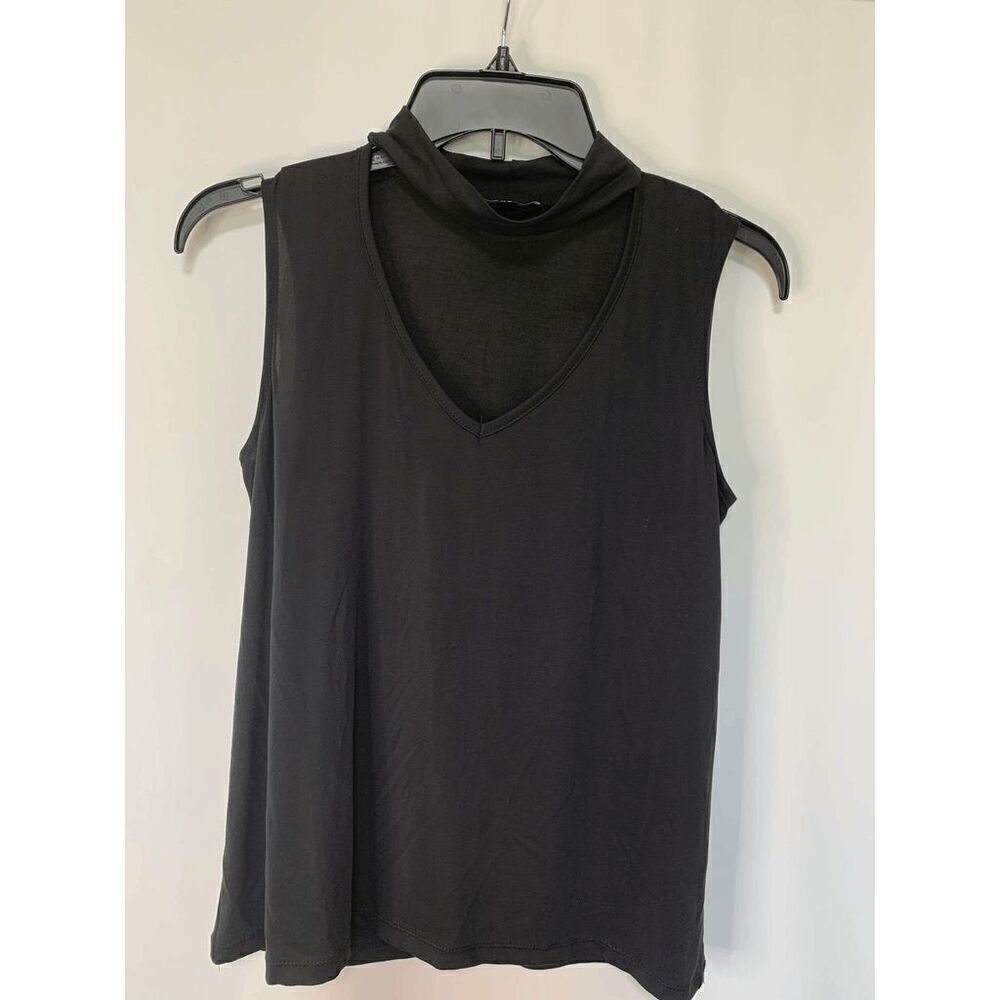 Drew Black Choker Neckline Sleeveless Blouse